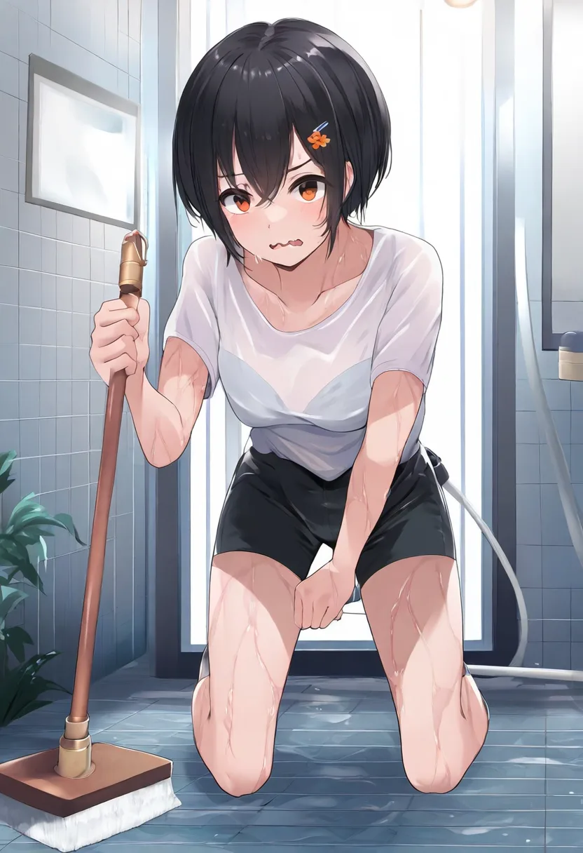 清掃中に濡れてしまった幼馴染