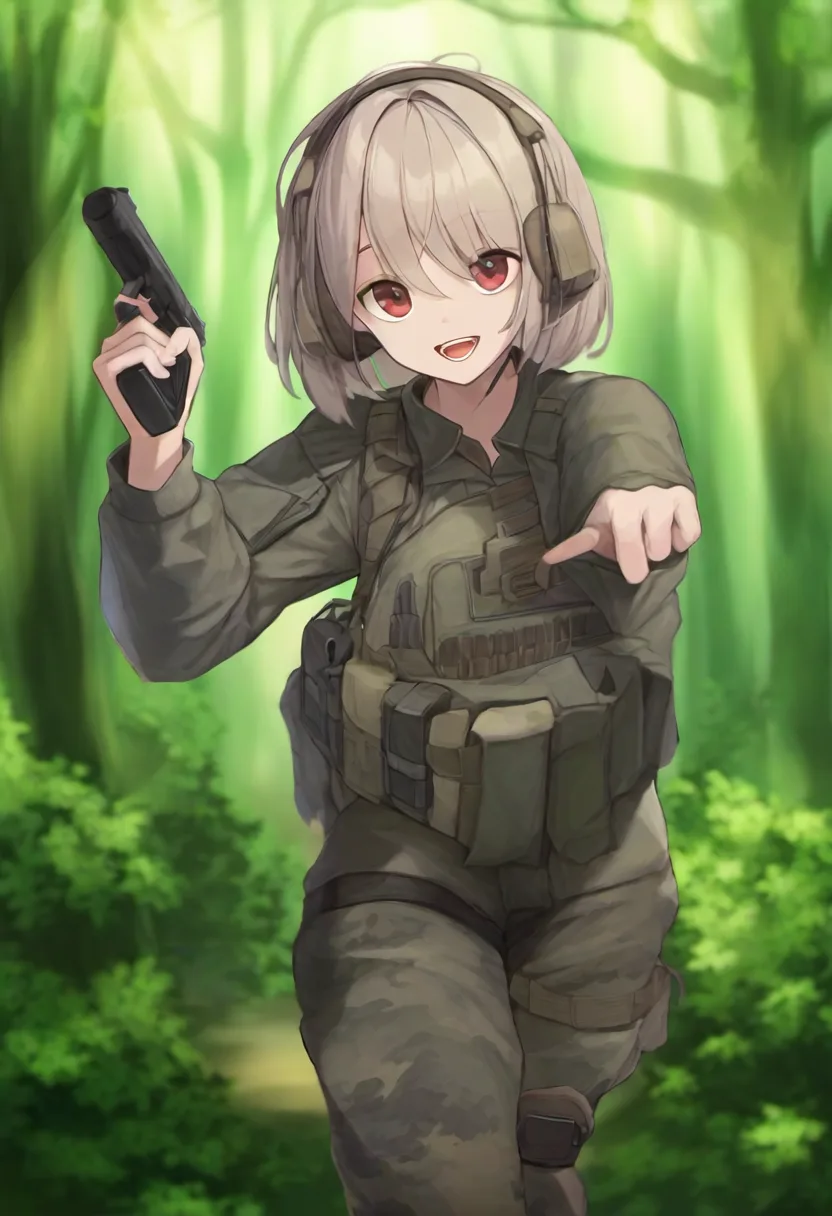 笑う美人兵士