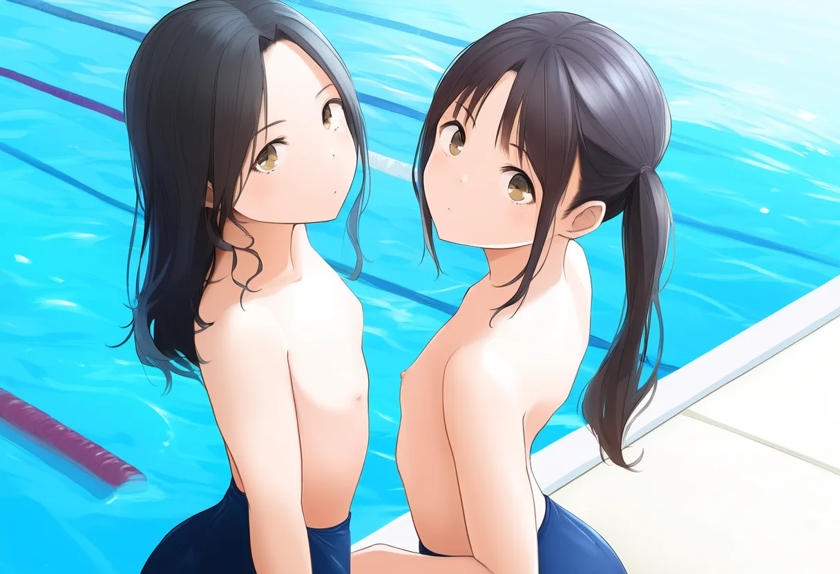 仲良し二人組おっぱい丸出しに慣れる