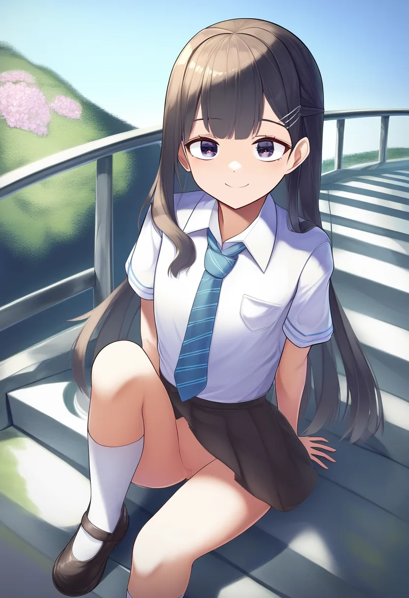 階段を歩く美少女のスカートが捲れたらノーパンだったがまだ気づいていない