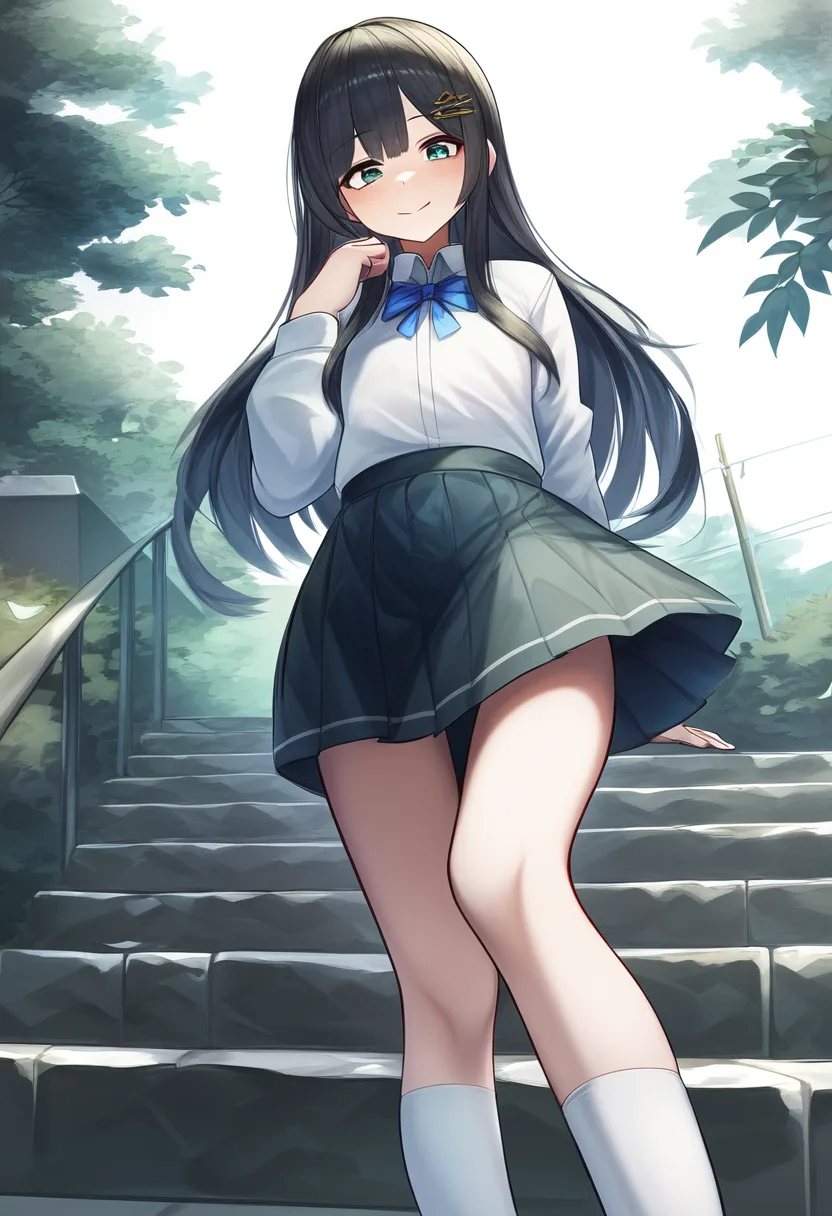 階段を歩く美少女