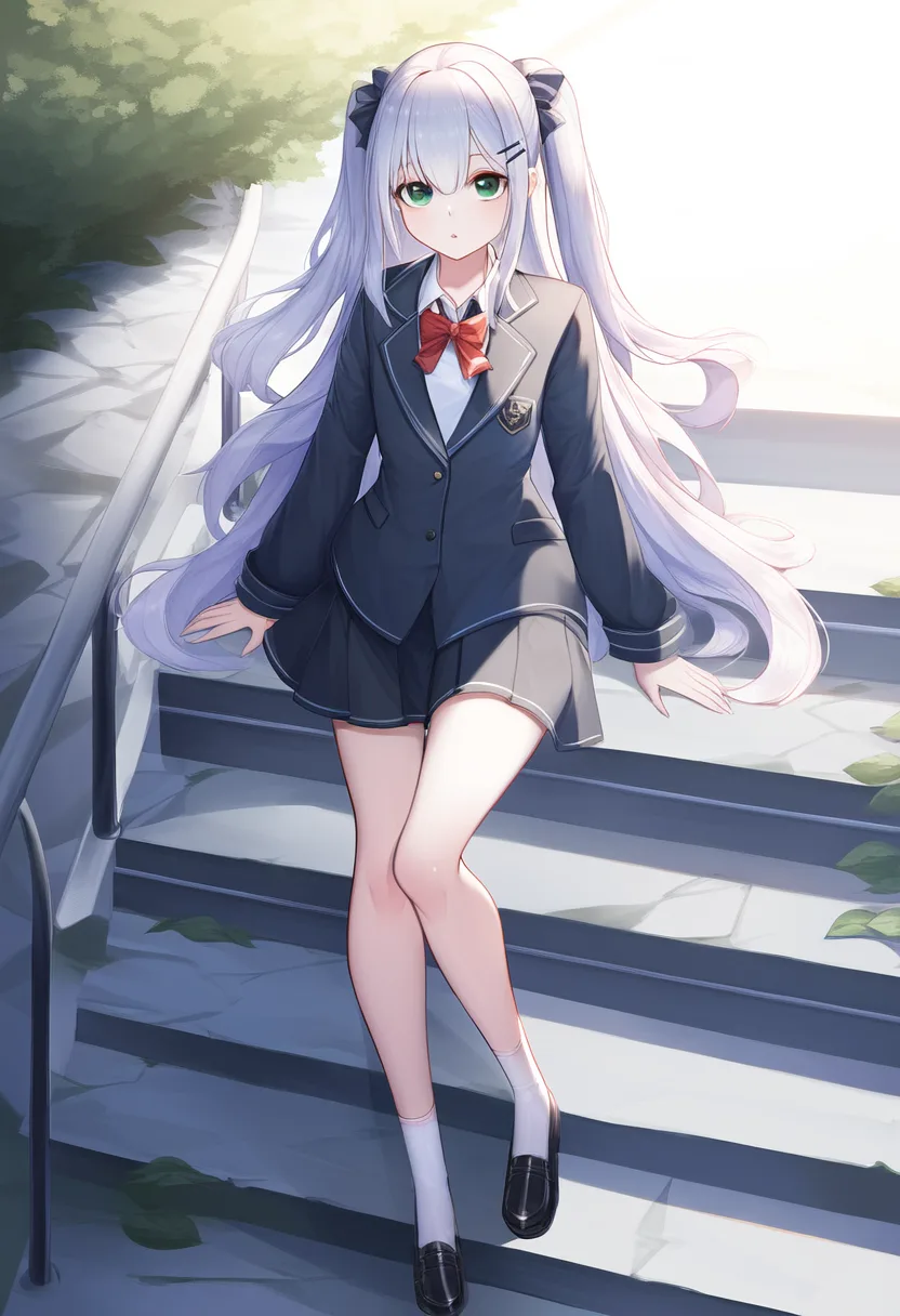 階段を歩く美少女