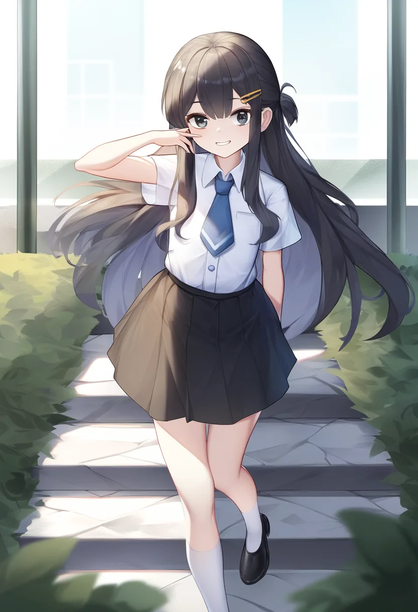 階段を歩く美少女