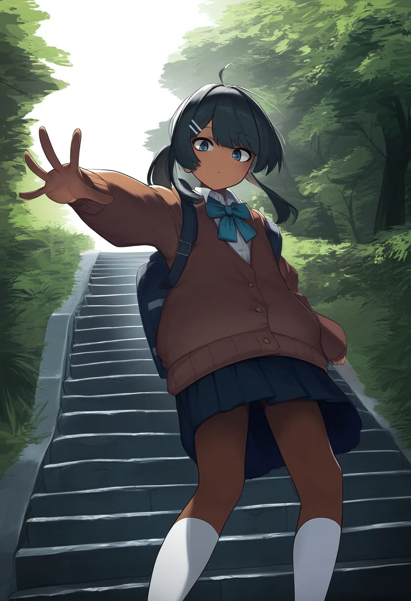 階段を歩く美少女