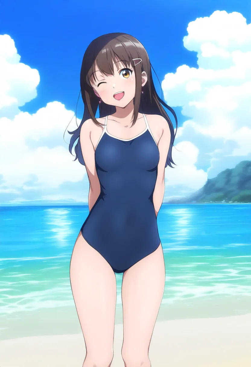 a heroine in a beach siwmsuites