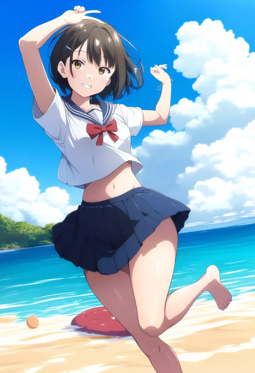 a girl jumping with no underwear