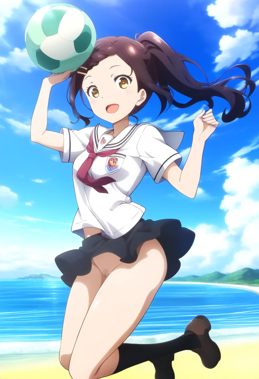 a girl jumping with no underwear