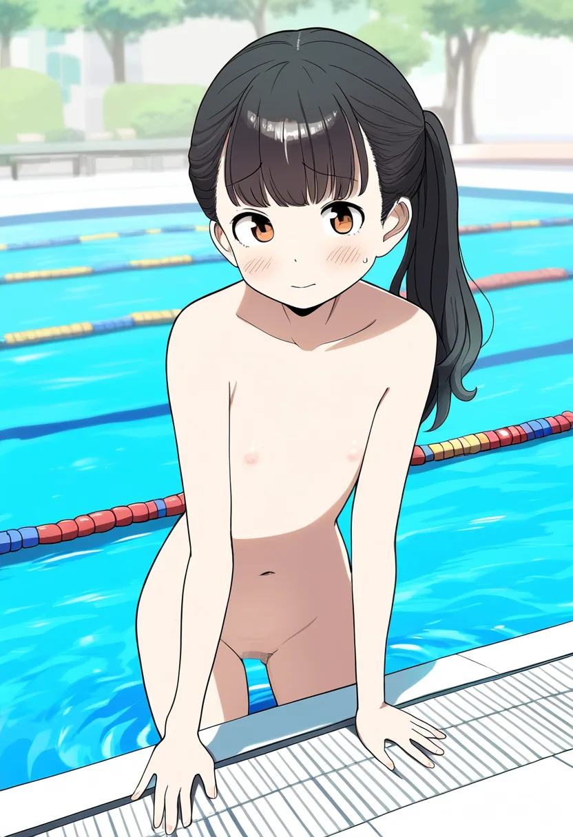 ちっぱい女子がプールに