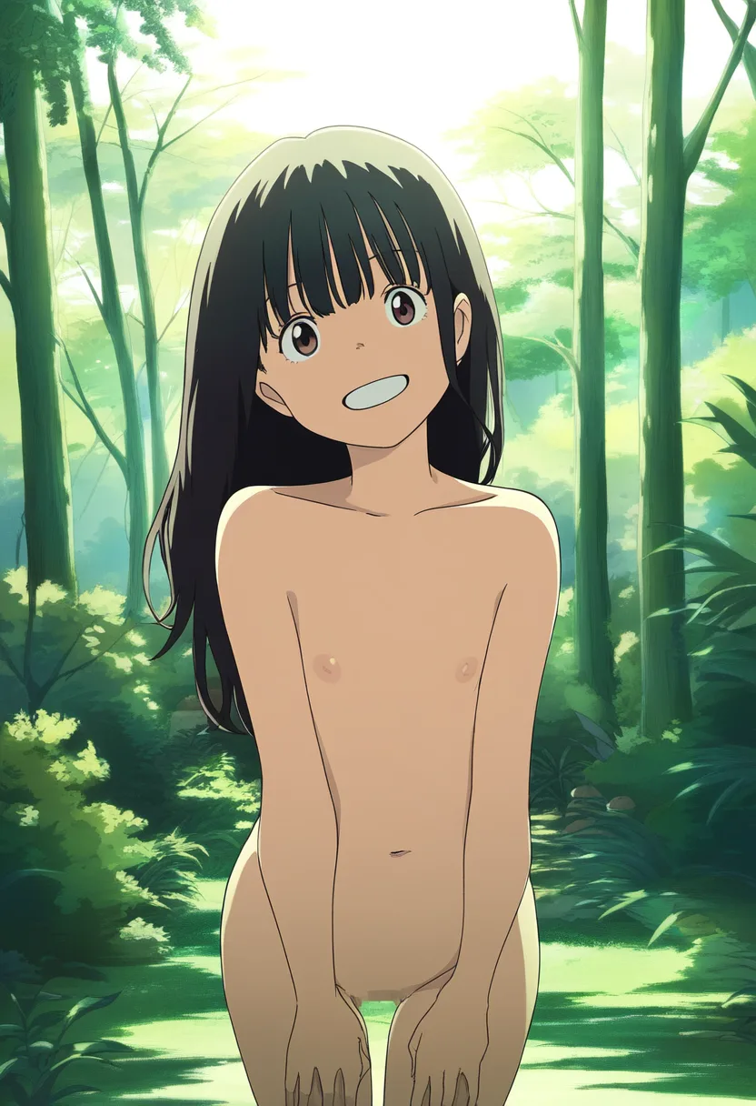 全裸で森の中