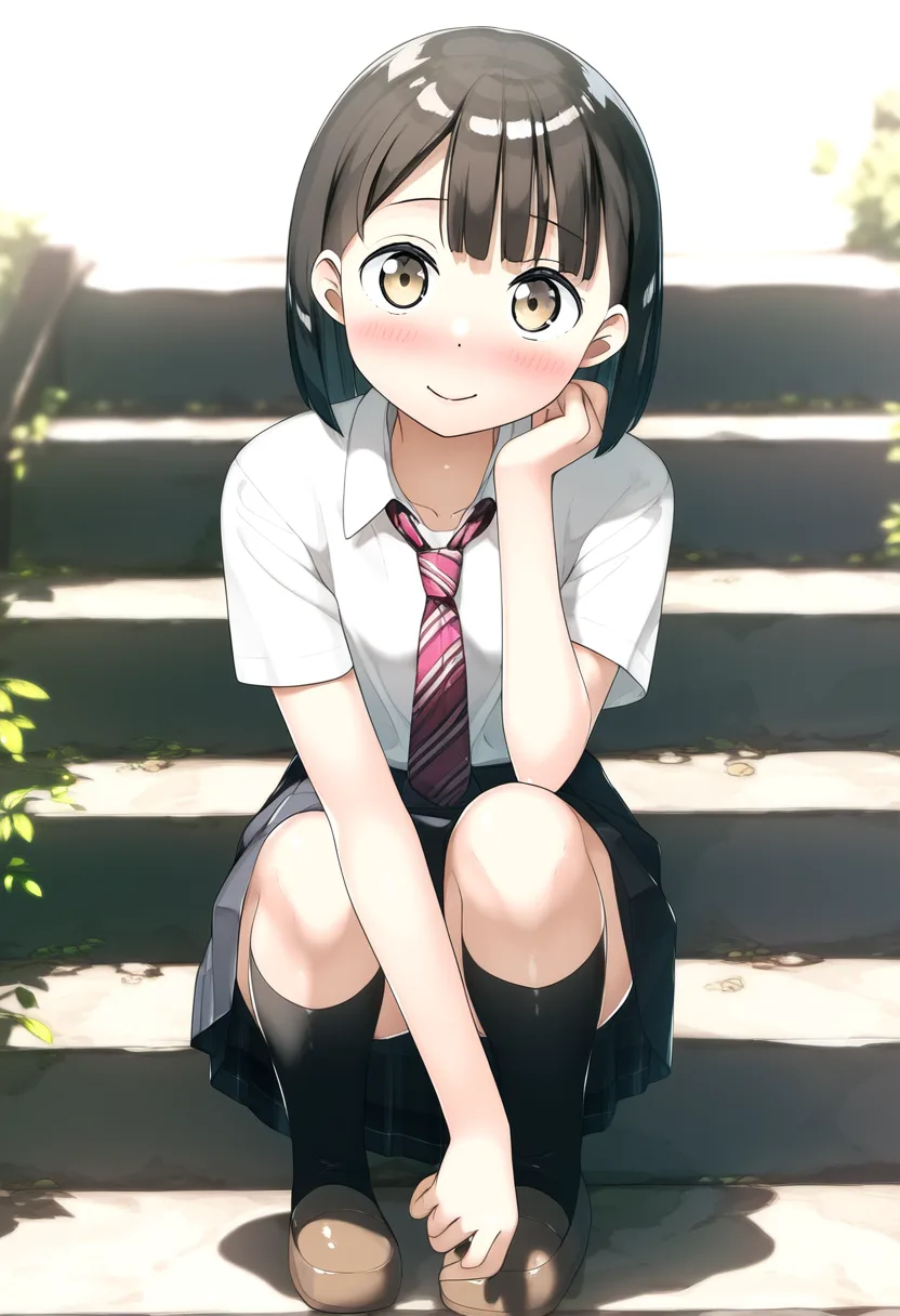 ショートヘアの女の子のあれが絶妙に隠れている