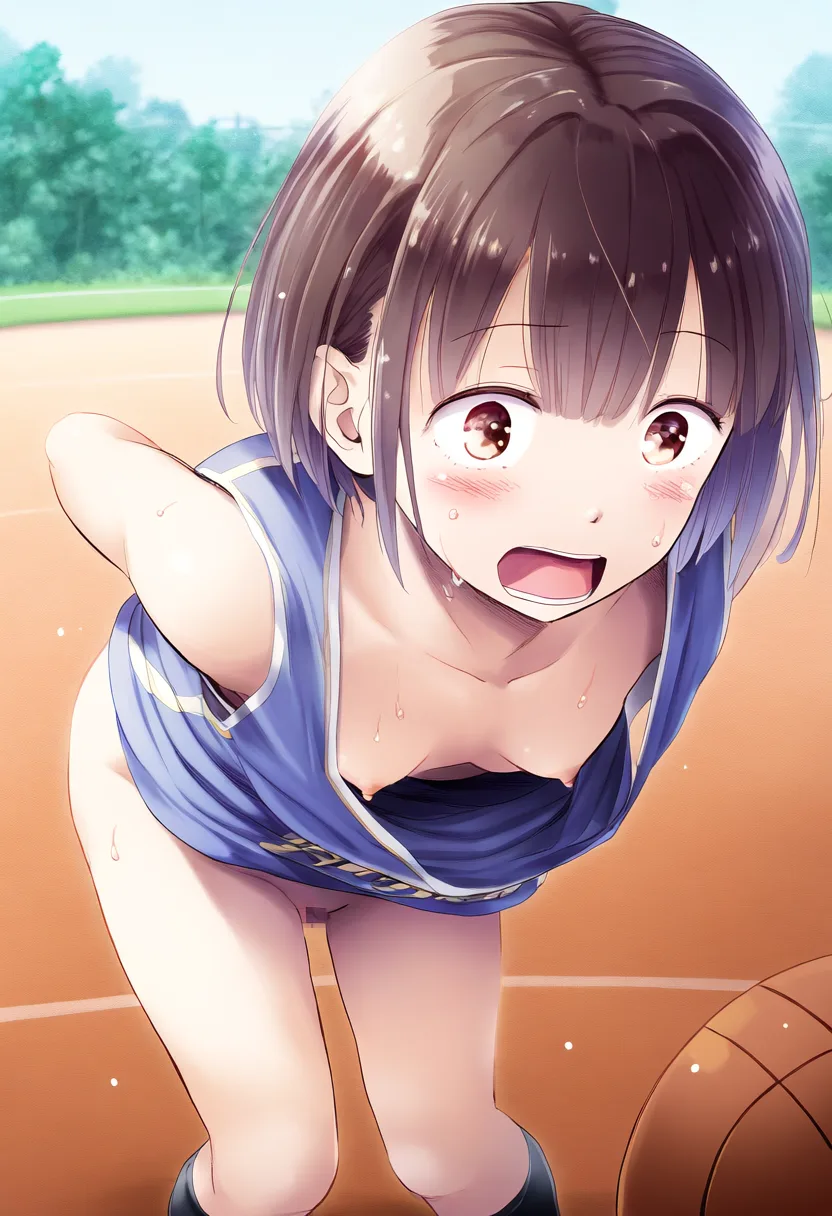 おっぱいも下も丸見え女子。