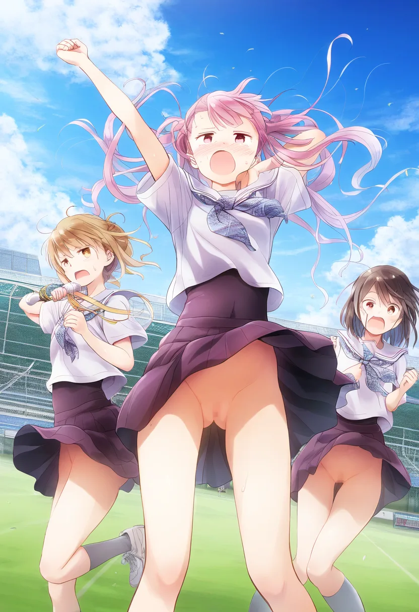 もう開き直って丸出しの校則違反女子。