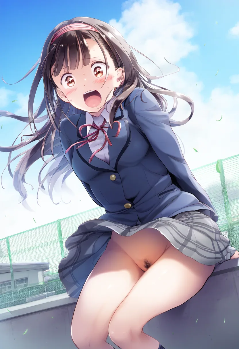 やらかし女子のお◯んこ丸見え。