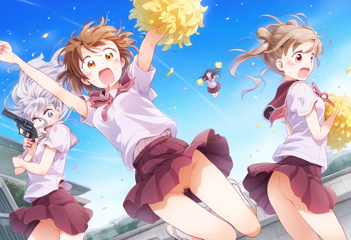 チアリーダーは流石にプロ。ノーパンでも動じない。