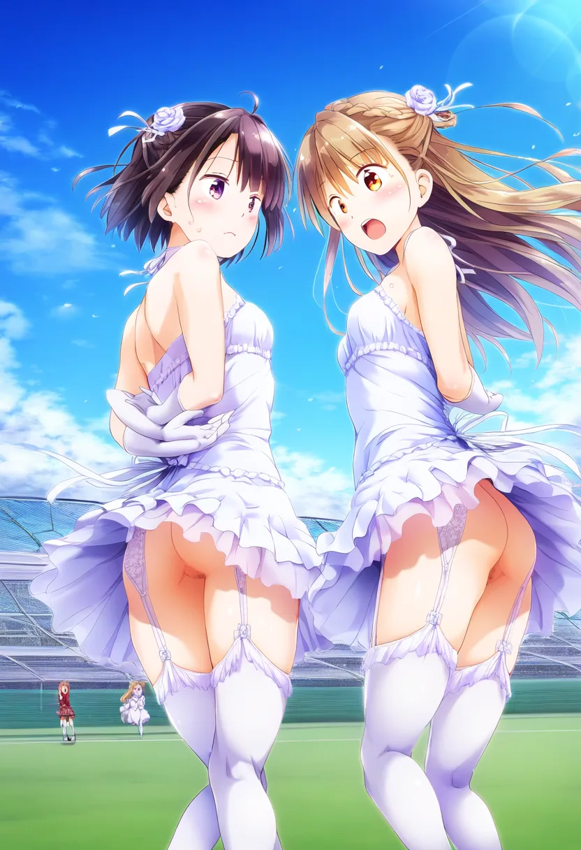 ノーパン女子は白いドレスで外に立たされる。ノーパンで。