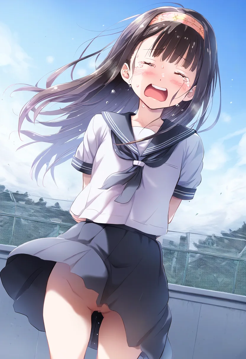 屋上でノーパン晒してなく女子。