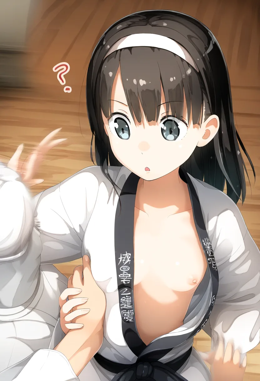 柔道の試合ではだけておっぱいでちゃってる。