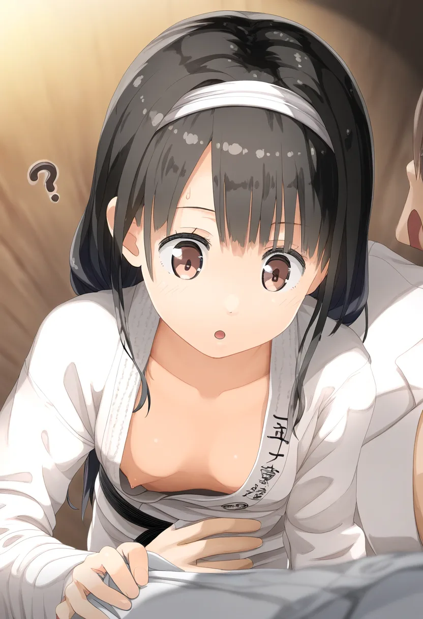 柔道中の女子を上から見ると乳首丸見え。