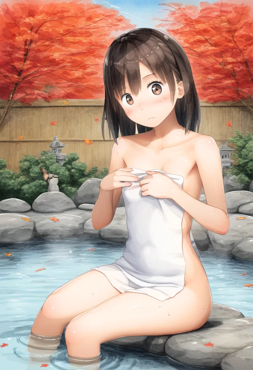 秋の温泉女子。