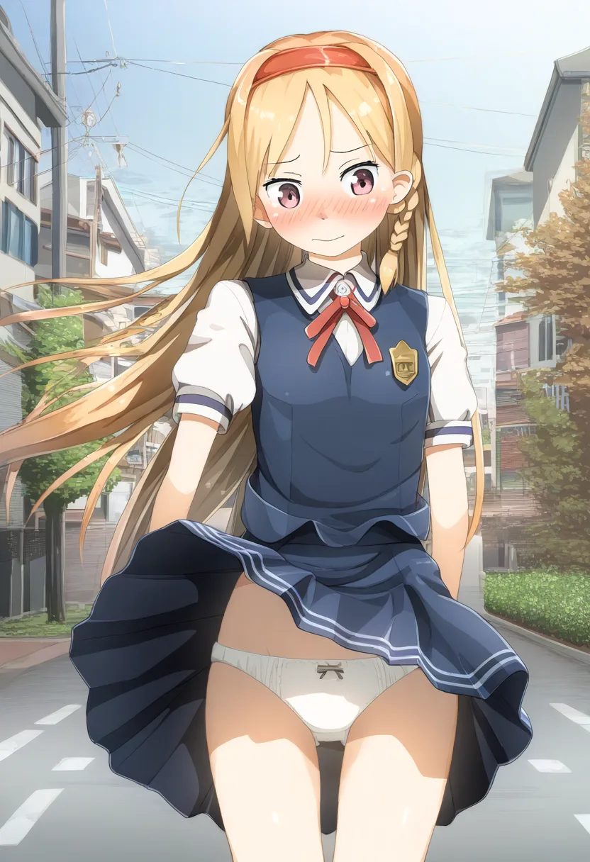 金髪ガールはパンツ見えて恥ずかしい