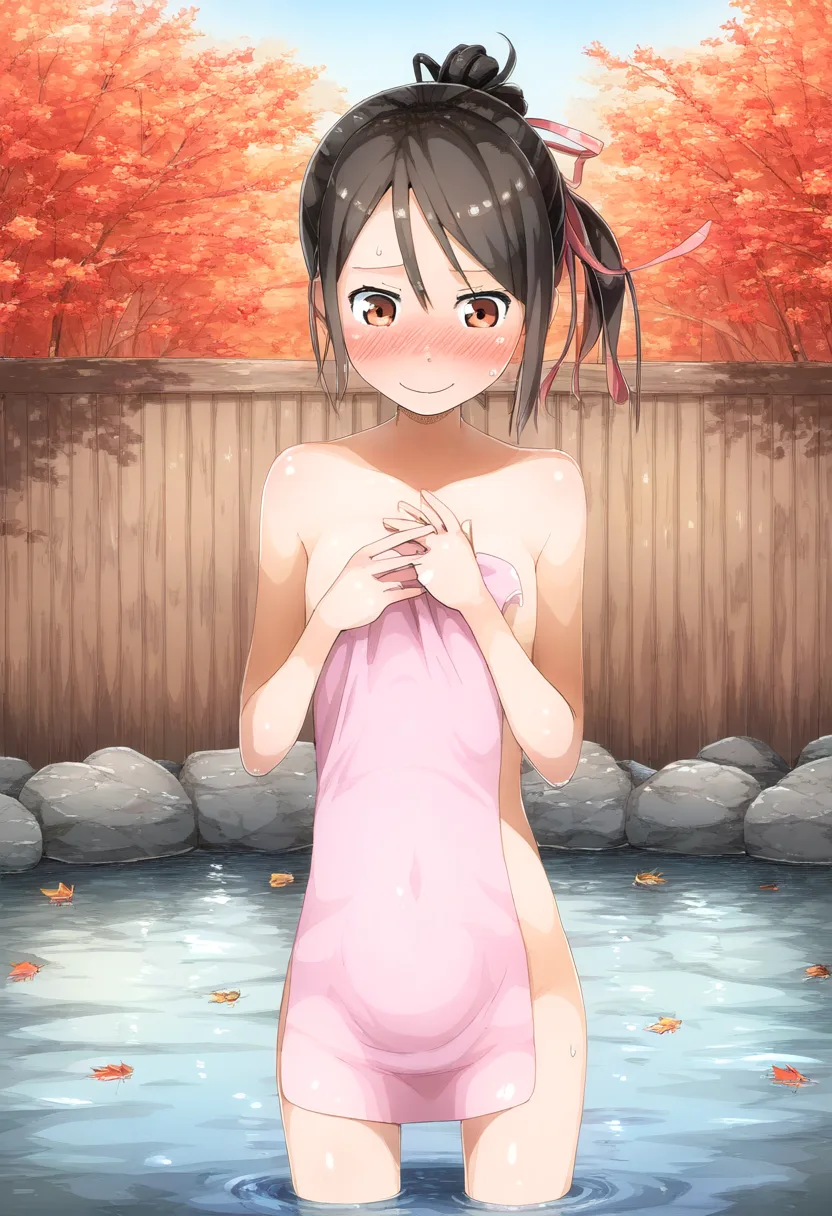 ポニテ女子は温泉の中にいる