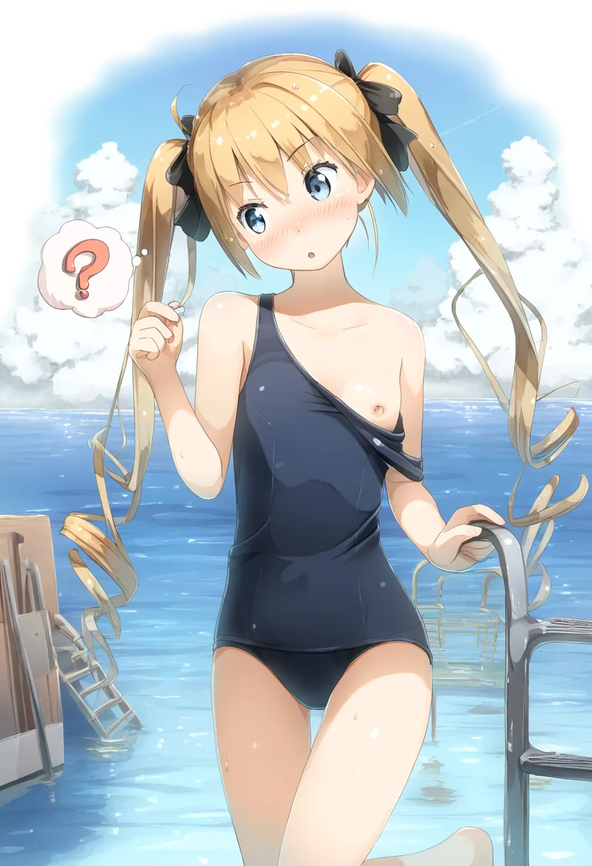 水泳部金髪ツインテ女子