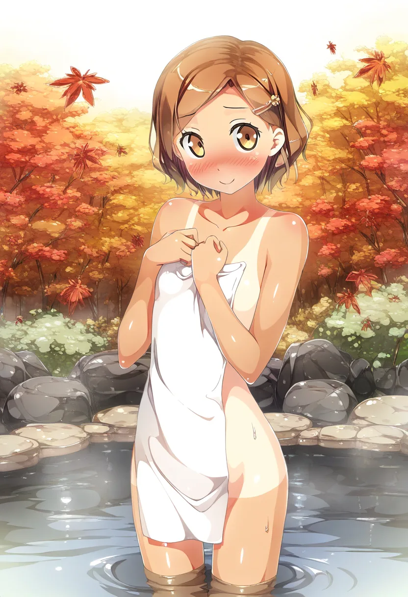 温泉にいた茶髪元気女子