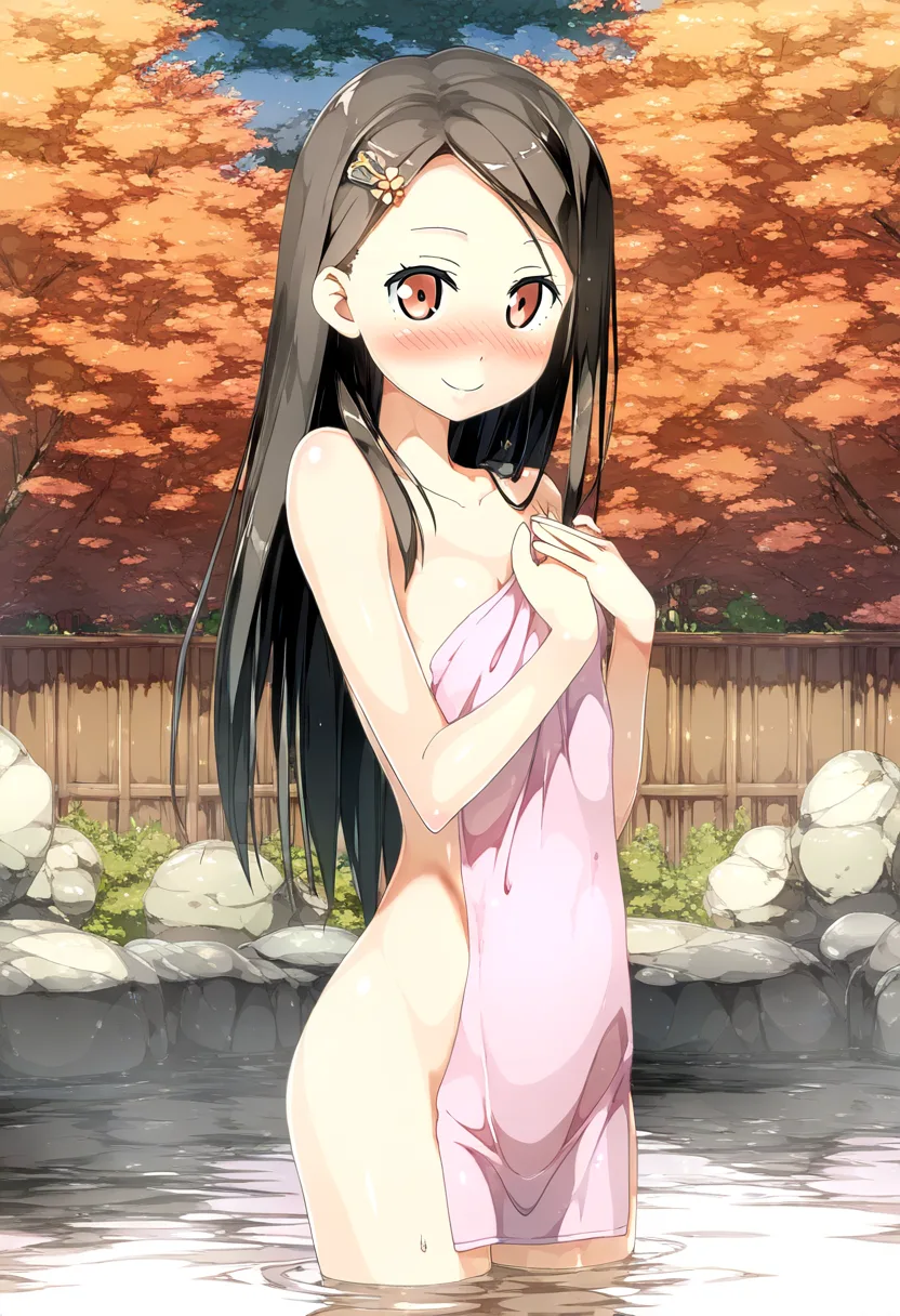 温泉に立っている可愛すぎる女の子