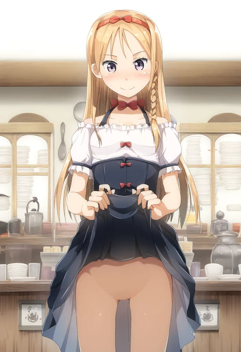 金髪娘さんのたくし上げ