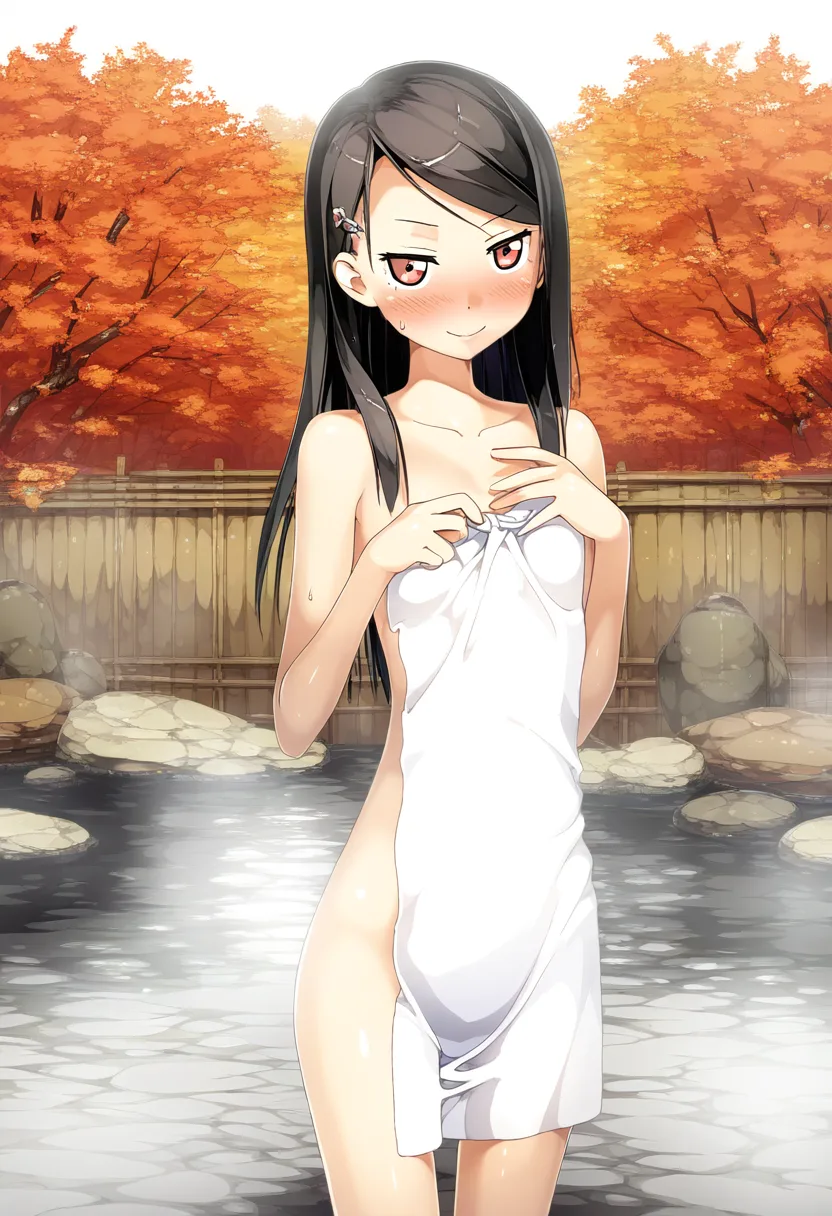 黒髪のお嬢様は温泉の中にいる