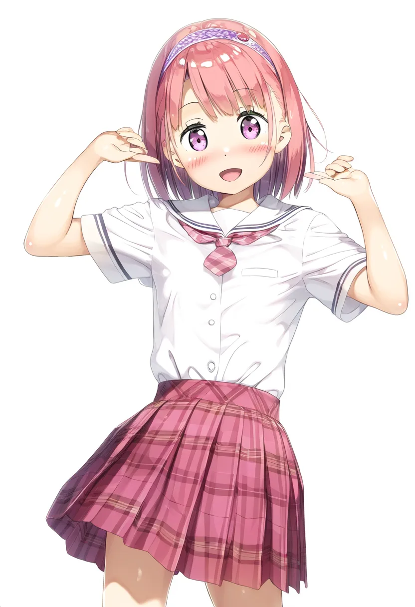 ピンクのショートヘア女の子が教室ではしゃいでいる