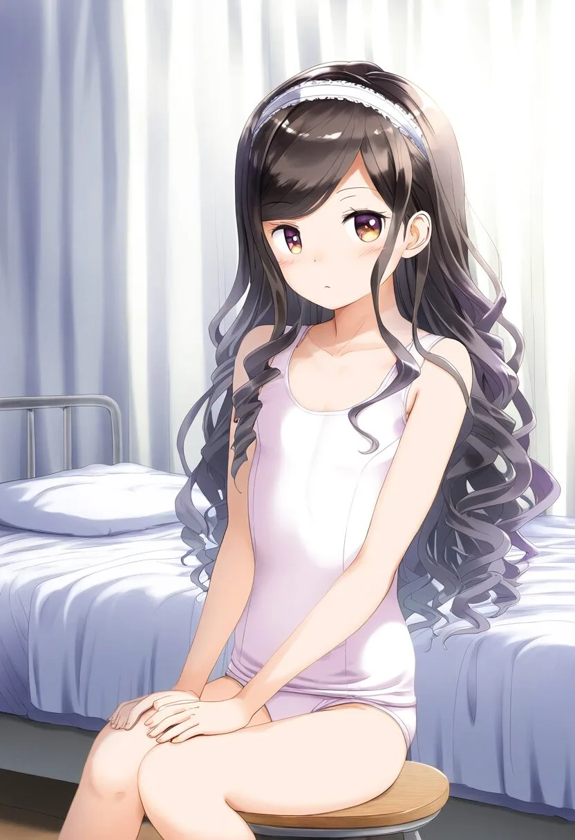 あどけない女子が保健室で座っている