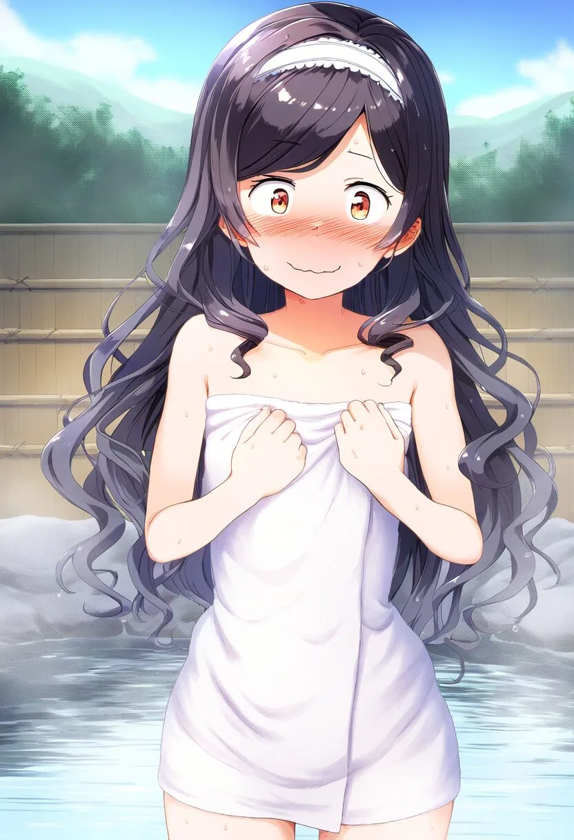 タオルで隠す可愛い女子