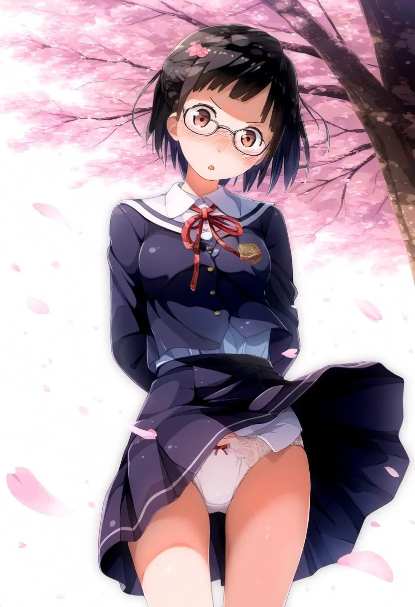 メガネの女の子はパンチラに気づかない