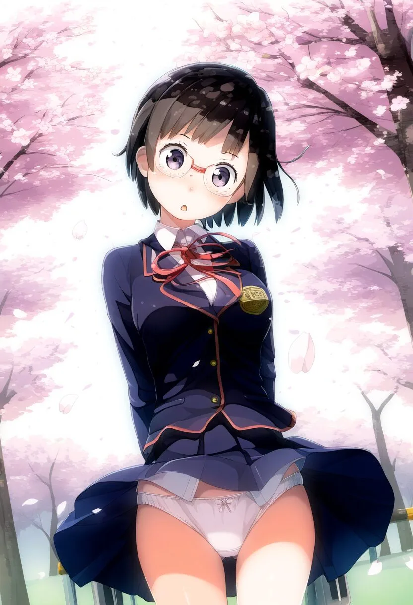 パンチラする元気系メガネ女子