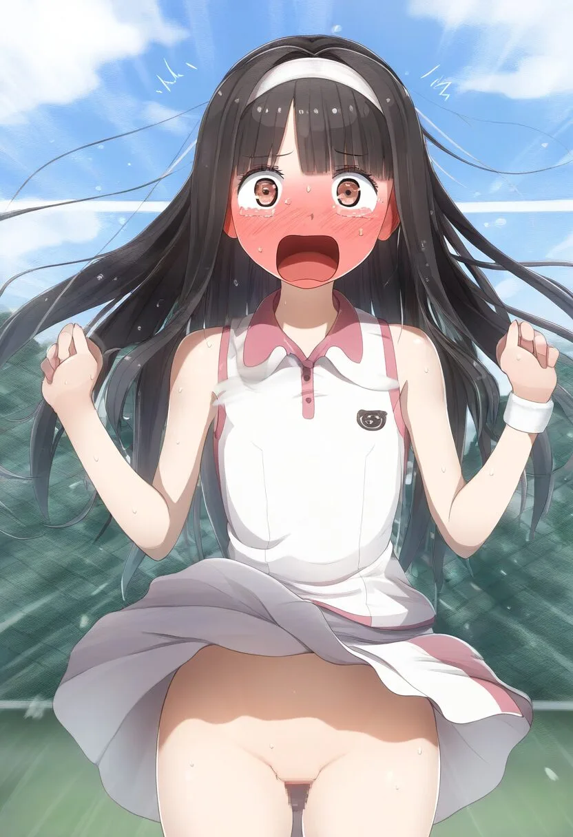 ノーパンテニスさせられる黒髪ぱっつん女子