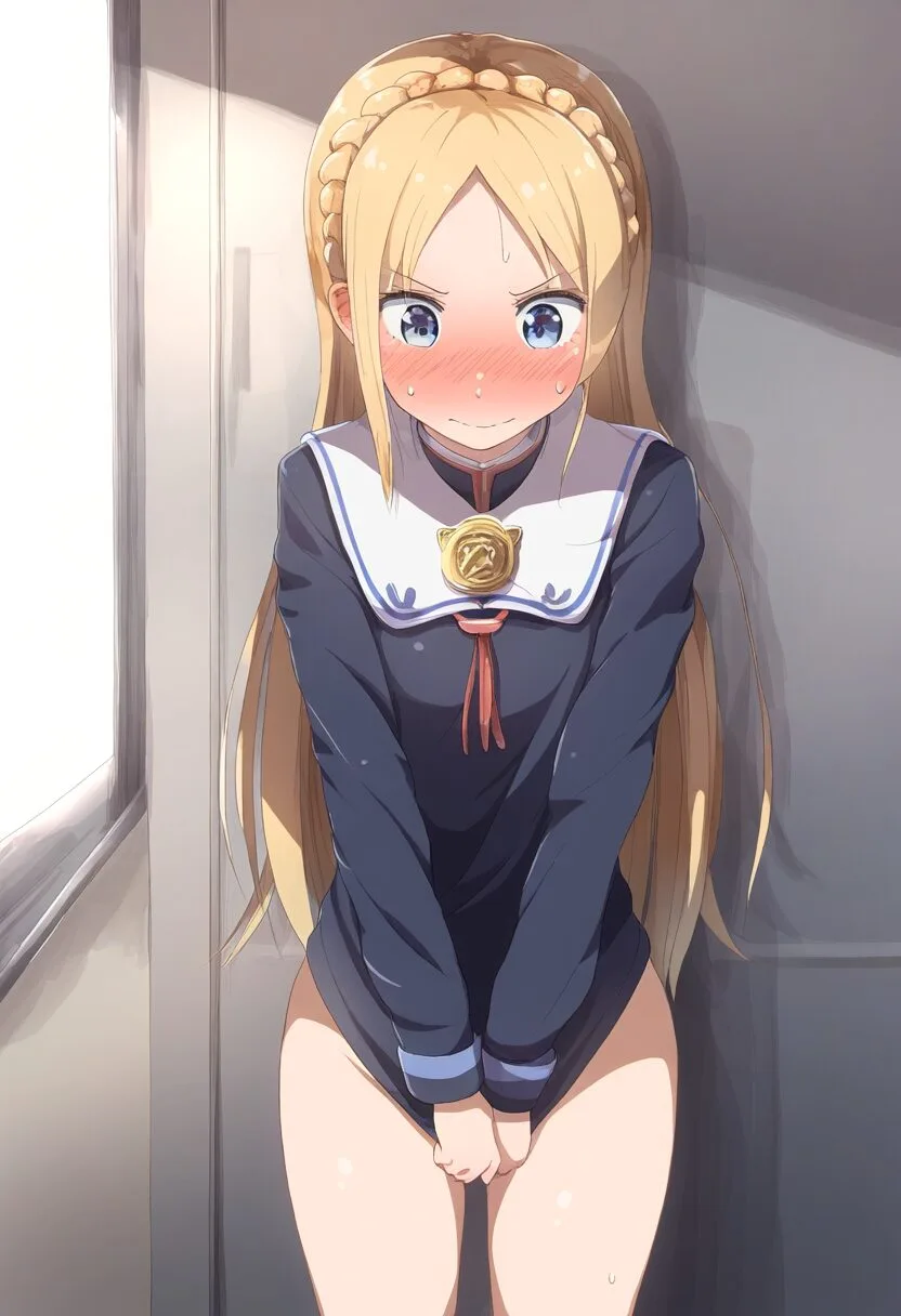 金髪ロングガールは恥ずかしい系の罰を受けている