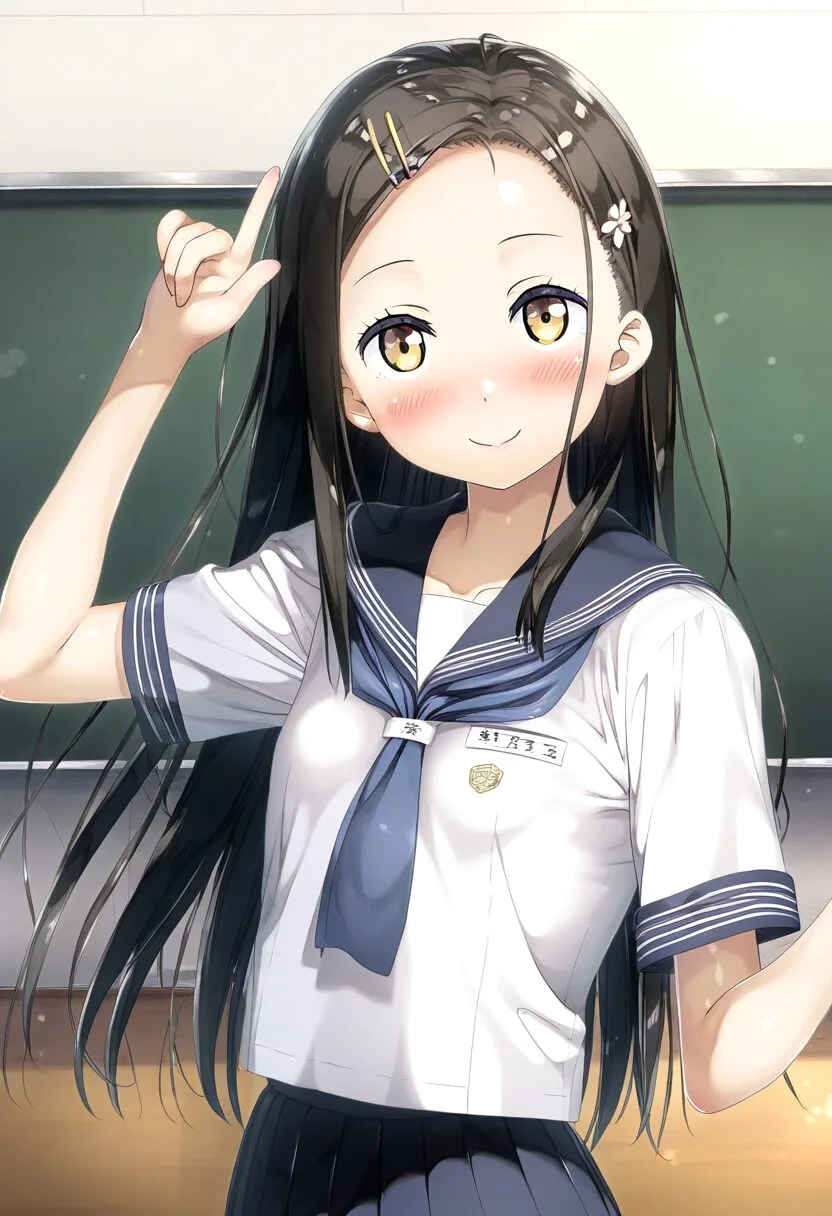おでこの女の子は教室で踊る