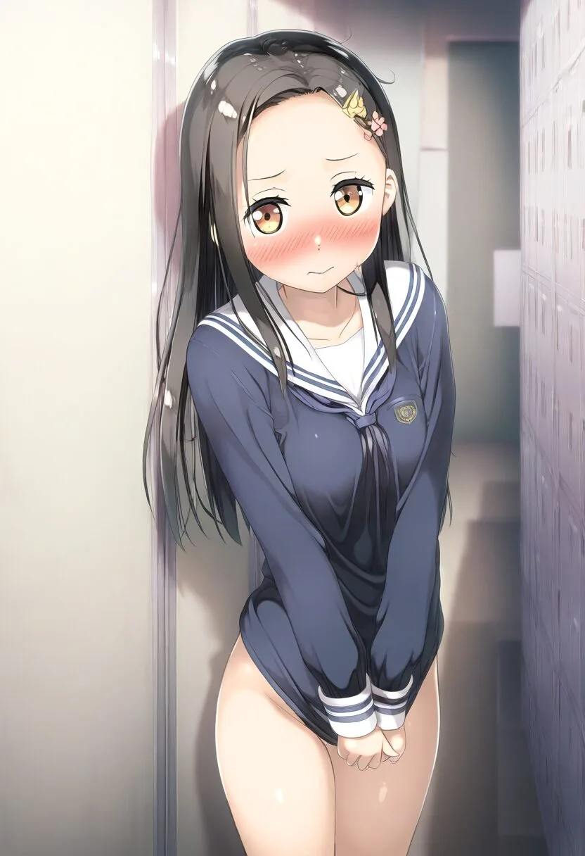 校則違反の罰を受けているおでこ可愛い女子