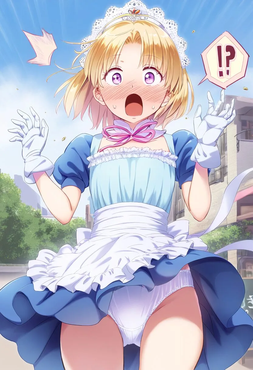 可愛いプリンセスメイドさん外でパンチラ