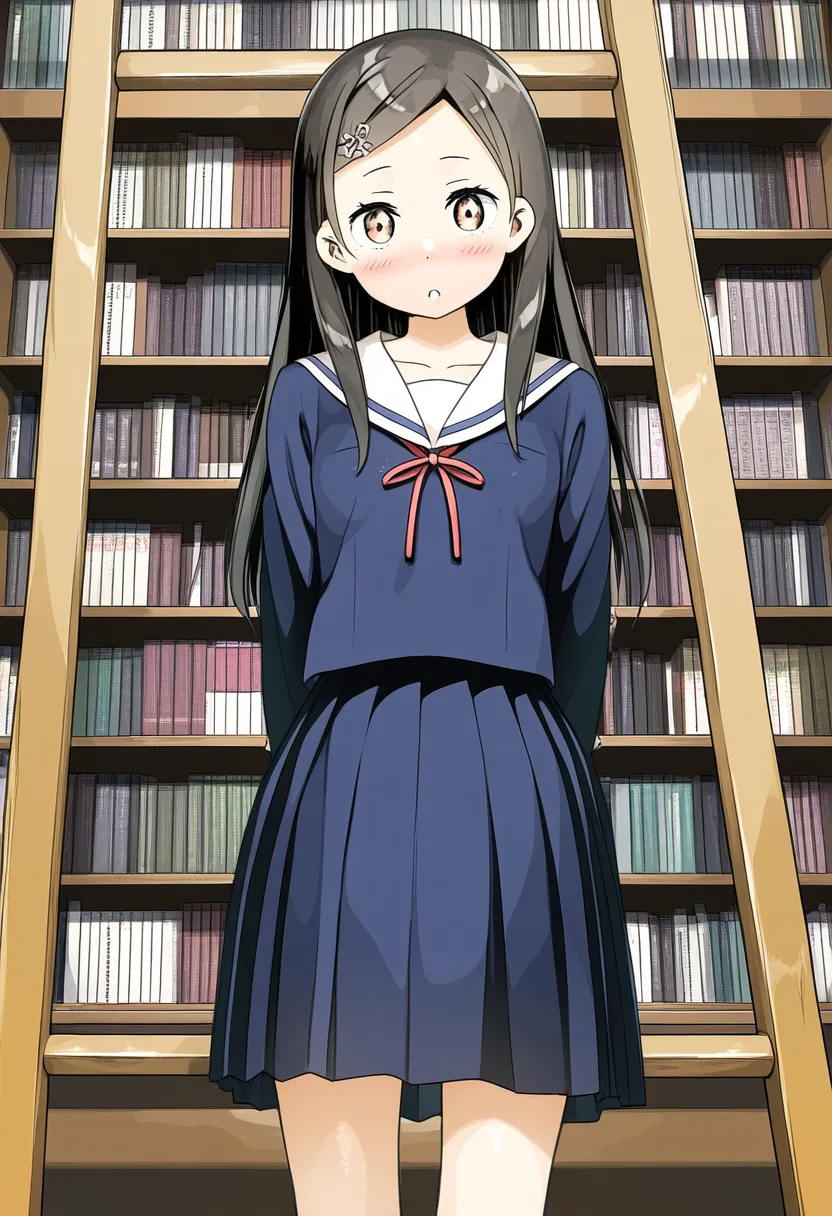 図書館のおでこ女子