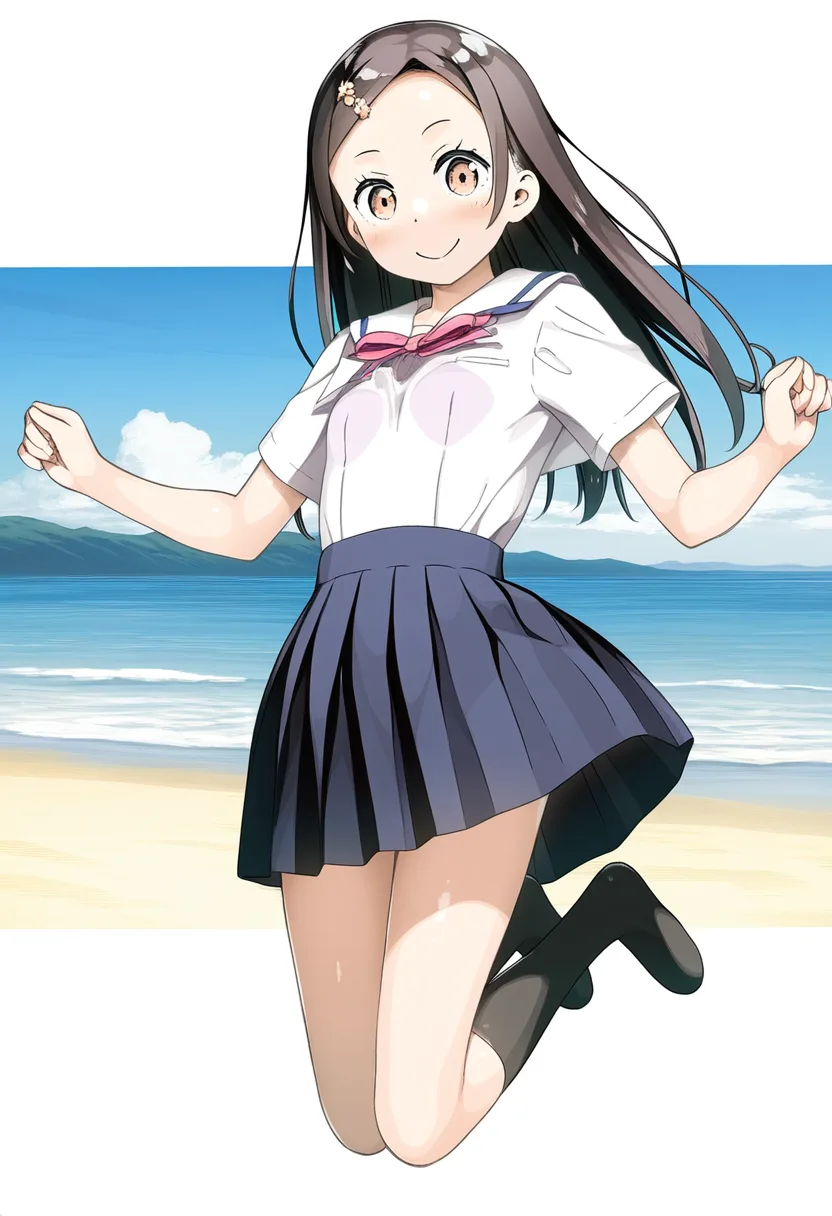 ジャンプするおでこ女子