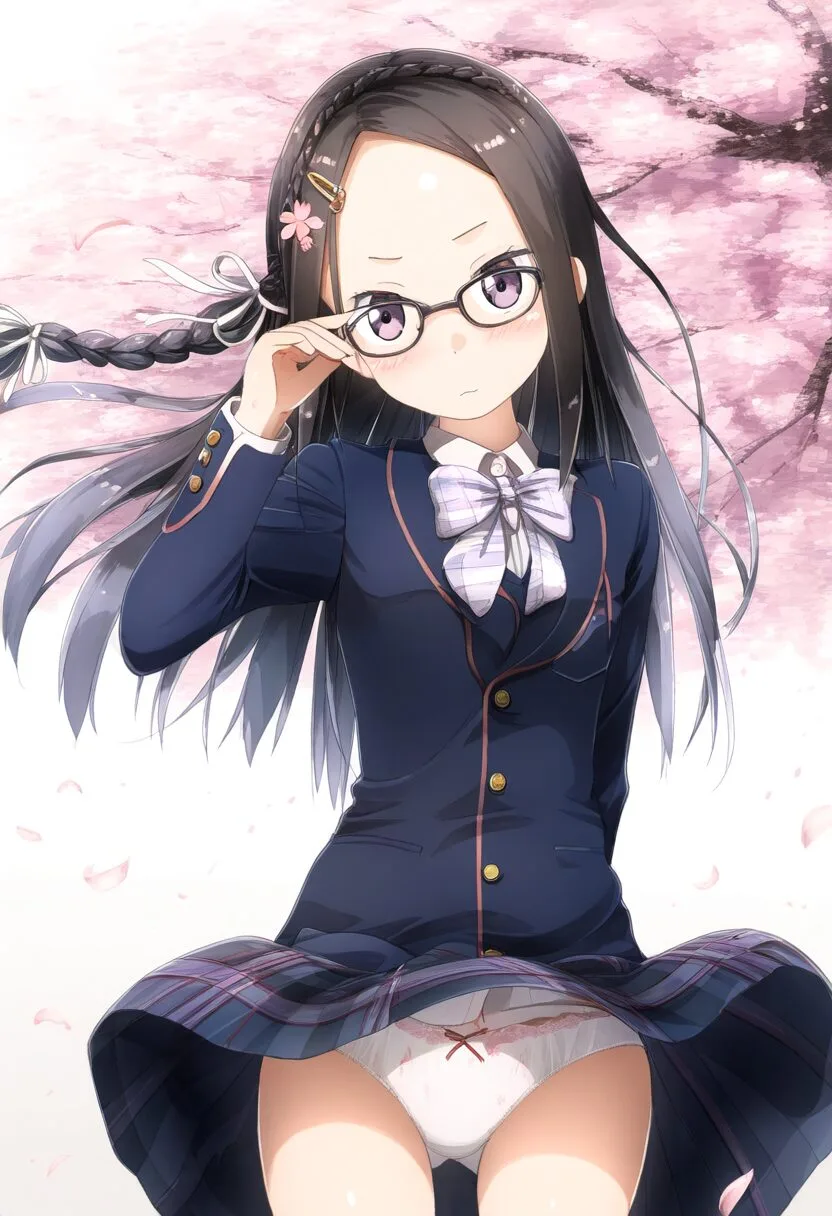 パンチラする黒髪眼鏡ガール