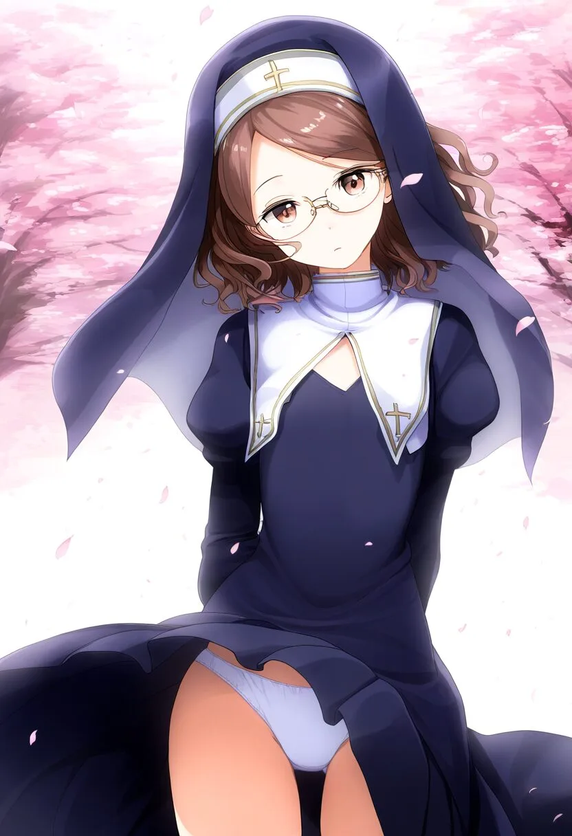 みのりさんは桜の樹の下でパンチラ