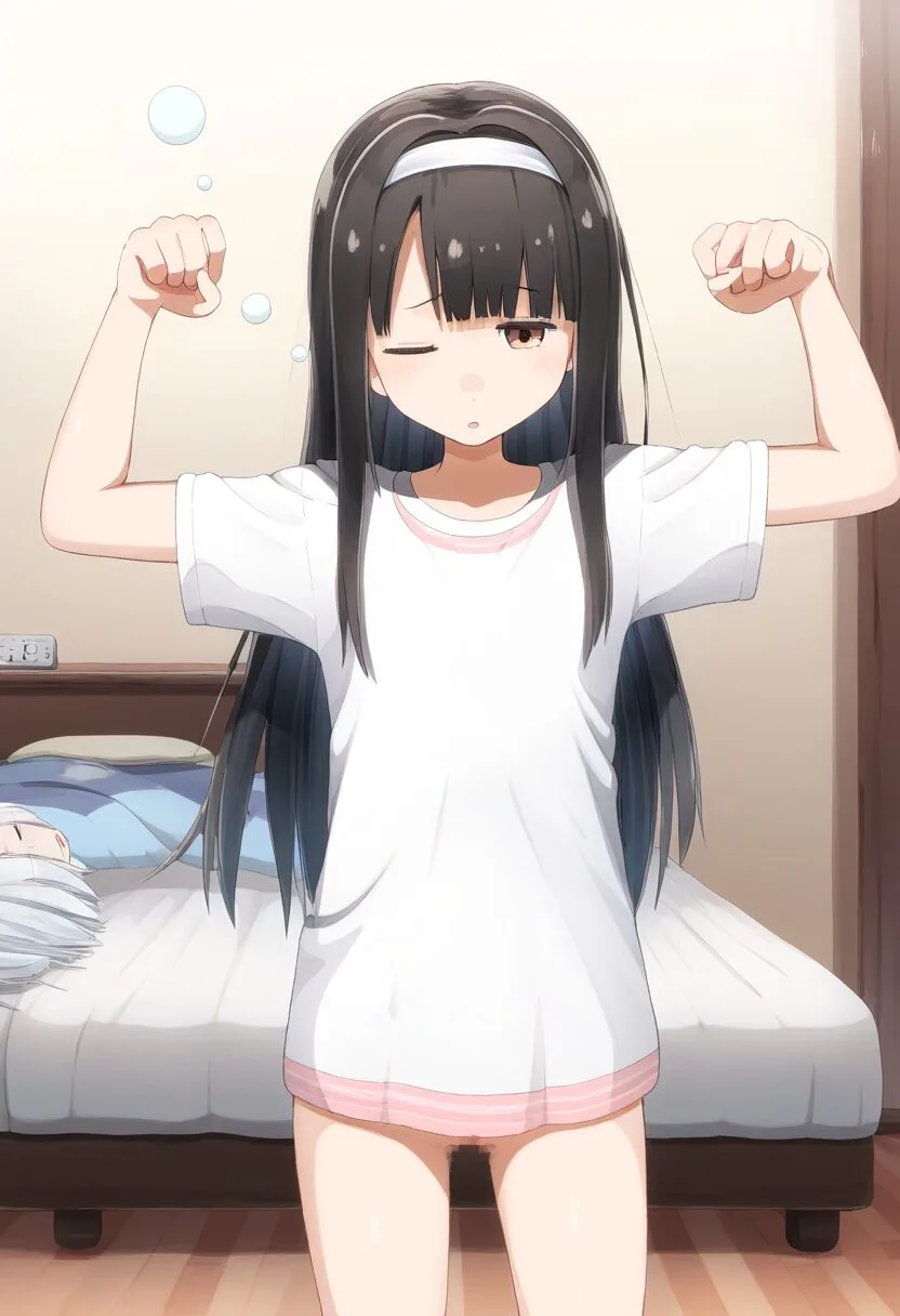 下が見えているのに無自覚な黒髪が綺麗な女子