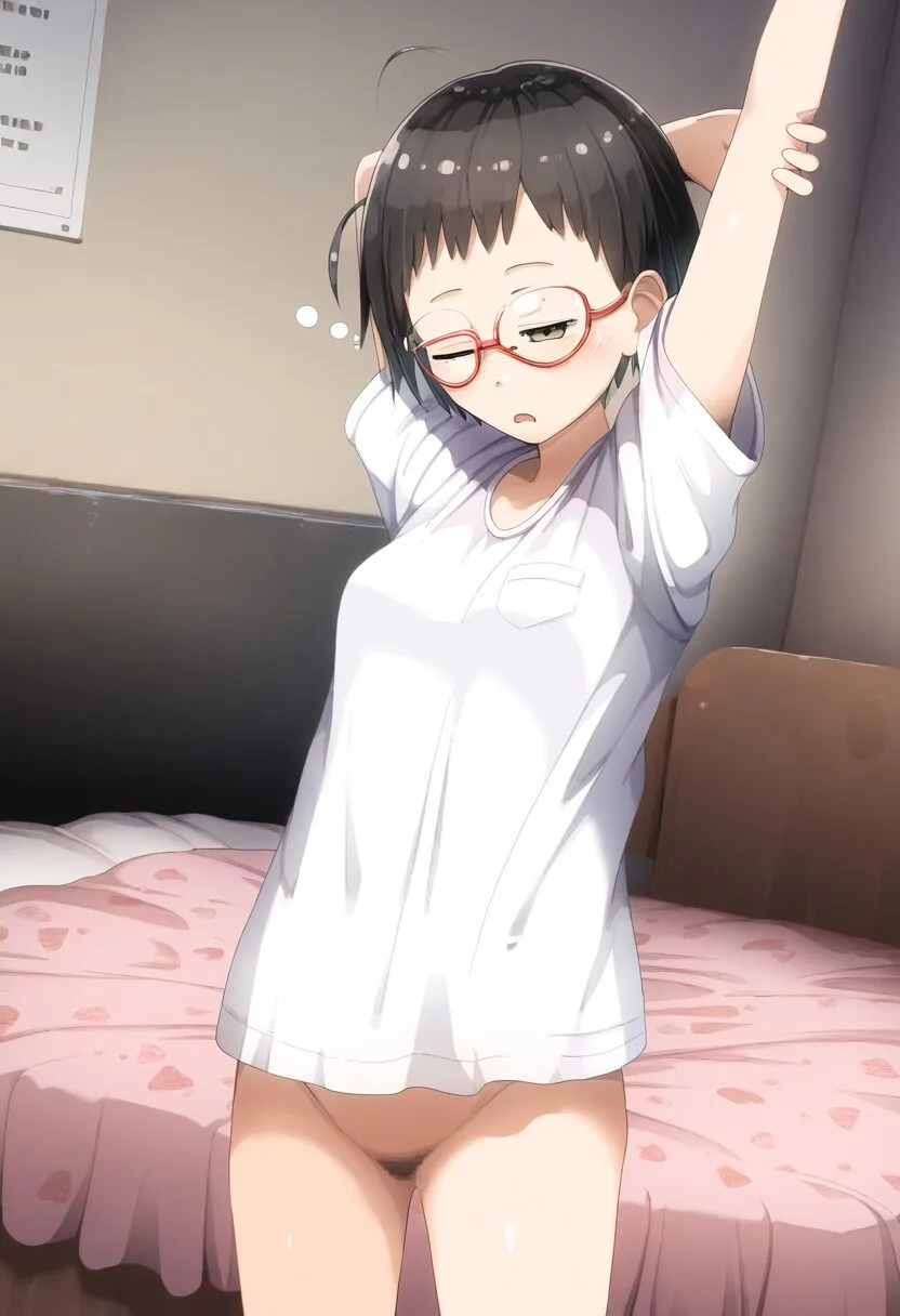 メガネ女子さん、下が見えてます