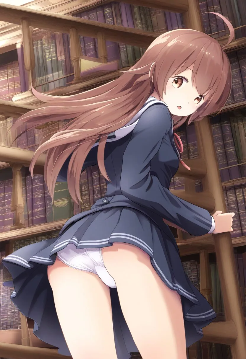 図書館でパンチラな優しいお姉さん