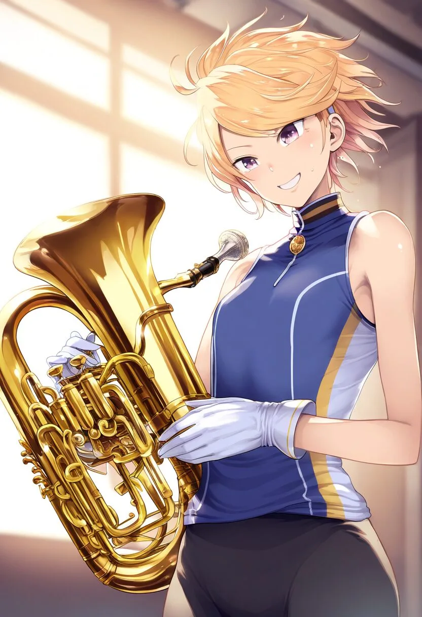 ブラスバンドのコスチュームを着た速水すみか