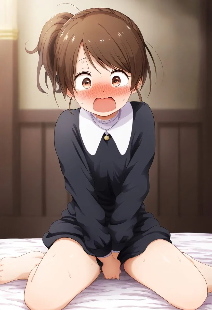 おなバレしちゃったグレーヘアーの女子