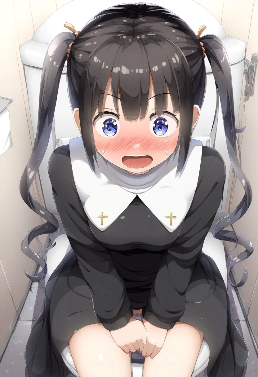 トイレで鉢合わせた黒髪ツインテ女子
